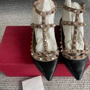 Valentino rock stud caged ballet flat